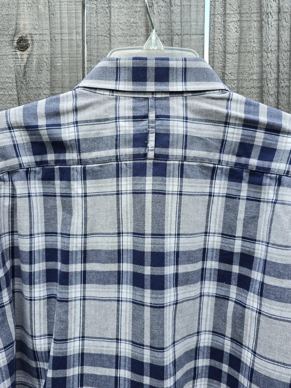 Banana Republic Gray and Blue Plaid Button-Down Shirt